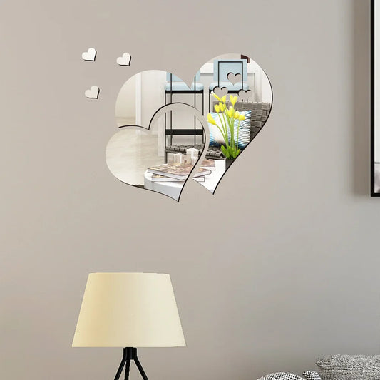 3D Acrylic Wall Stickers Europe Style Hearts Fashion DIY Decals