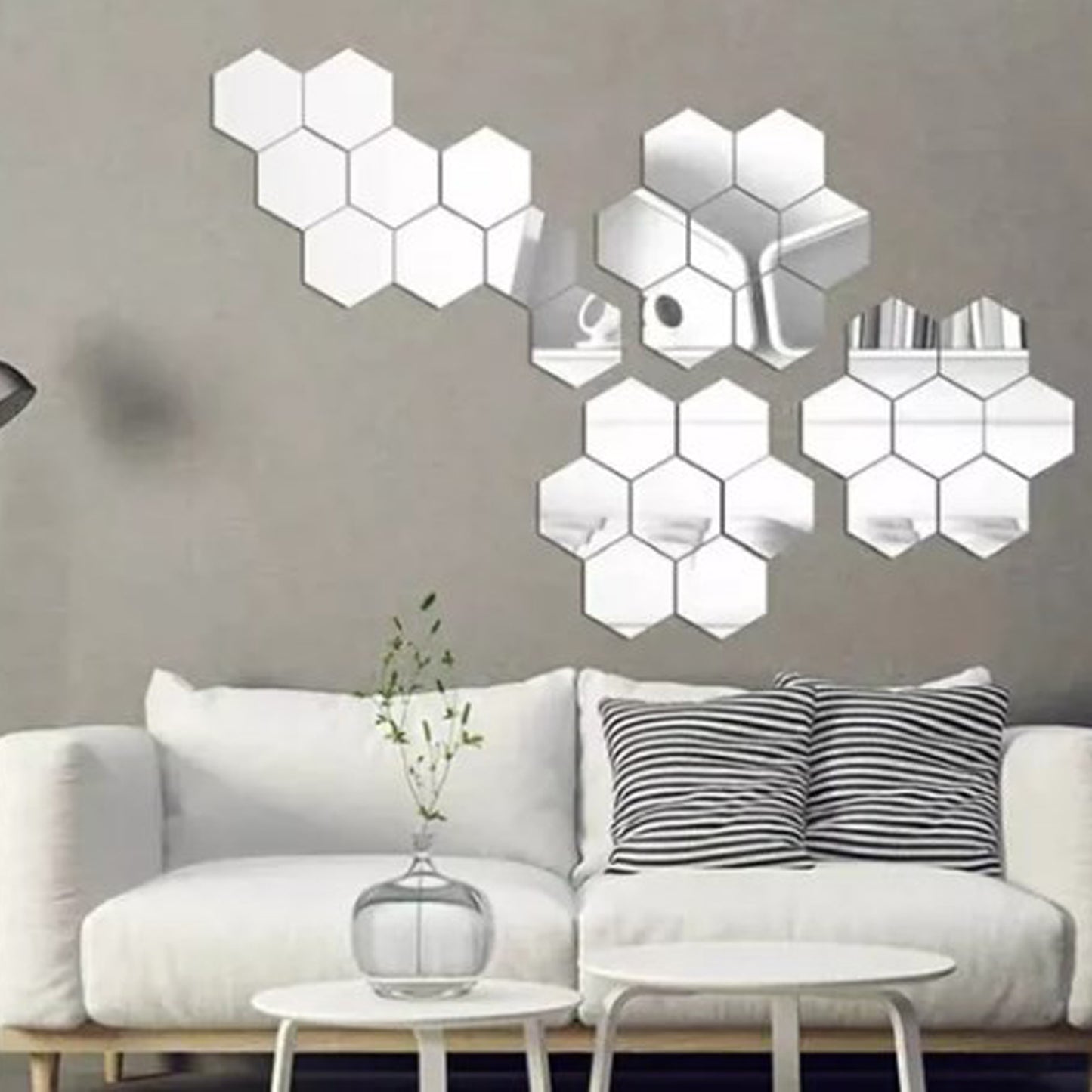 Acrylic Hexagon wall decor Mirror(Silver) - Wall Decor