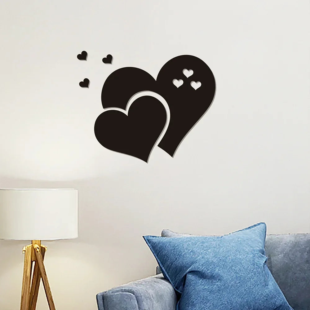 3D Acrylic Wall Stickers Europe Style Hearts Fashion DIY Decals