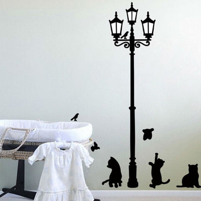 Creative DIY Popular Ancient Lamp Cats and Birds Wall Sticker cartoon Home Decor Cherry Super Store