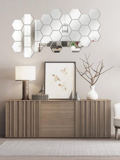 Acrylic Hexagon wall decor Mirror(Silver) - Wall Decor