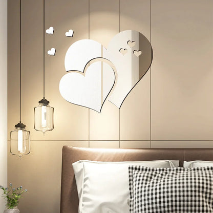 3D Acrylic Wall Stickers Europe Style Hearts Fashion DIY Decals