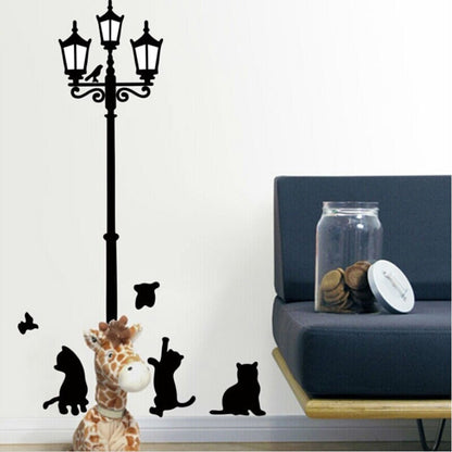 Creative DIY Popular Ancient Lamp Cats and Birds Wall Sticker cartoon Home Decor Cherry Super Store