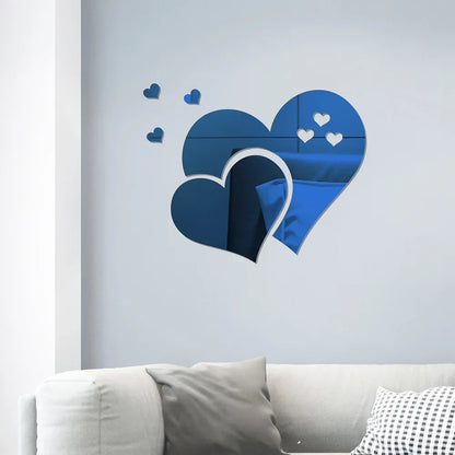 3D Acrylic Wall Stickers Europe Style Hearts Fashion DIY Decals